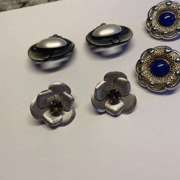 Lot Of 3 Statement Vintage / Modern Clip On Clip-on Earrings Dress up - Picture 5 of 10